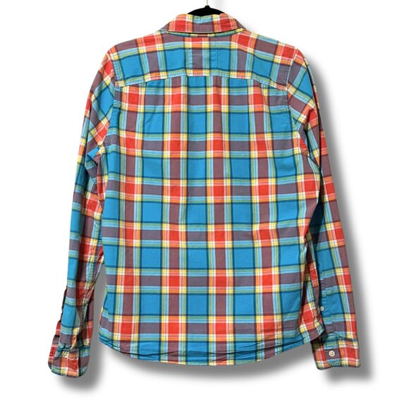 Hollister Men’s Classic Blue & Red Plaid Button Down Shirt – Size L - Picture 2 of 7